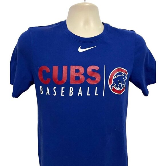 The Nike Tee Dri-Fit Chicago Cubs Baseball Blue Graphic T-Shirt Small Stretch - Picture 4 of 6